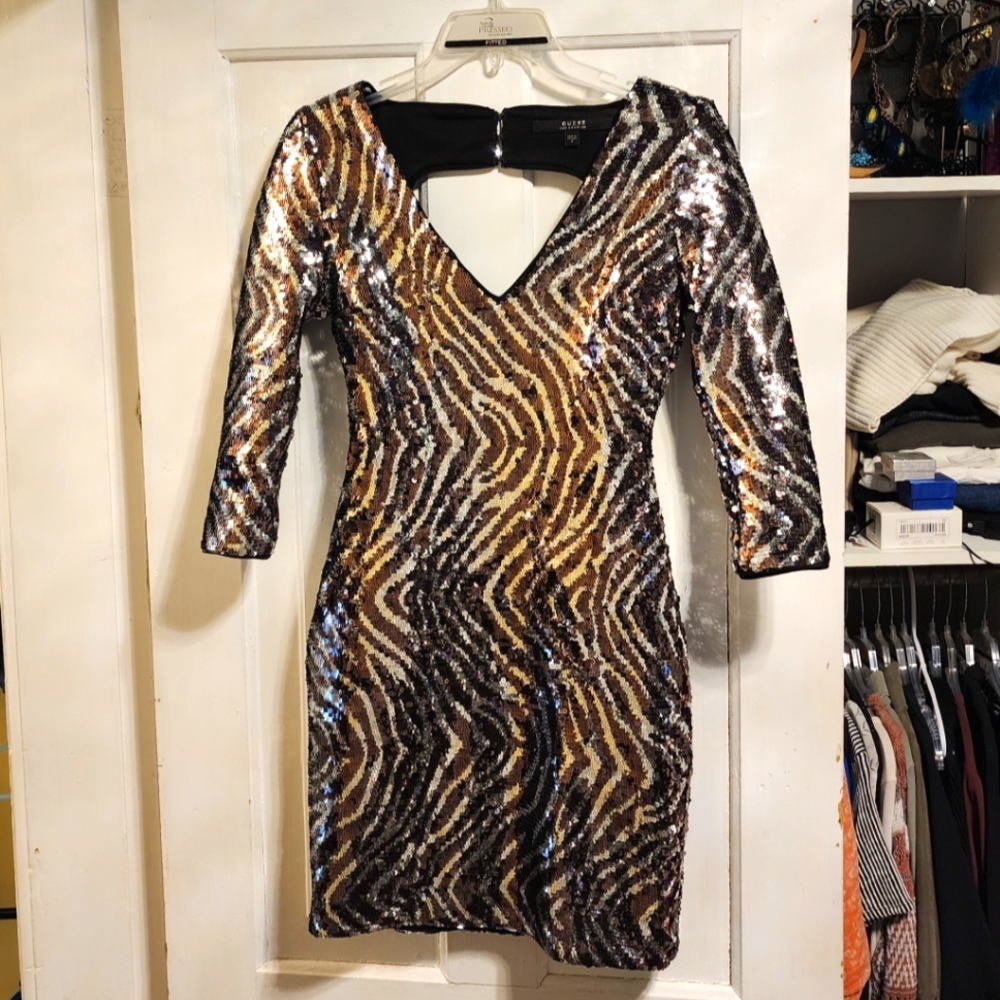 Silver sequins mini dress